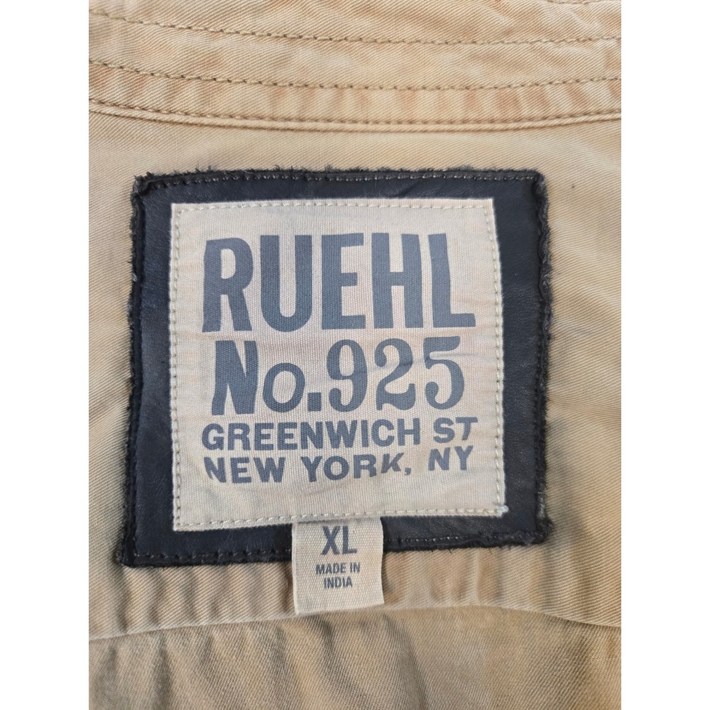 Vintage Ruehl No 925 Mens XL Khaki Tan L/S Military Style Utility Shirt Jacket - Picture 4 of 15